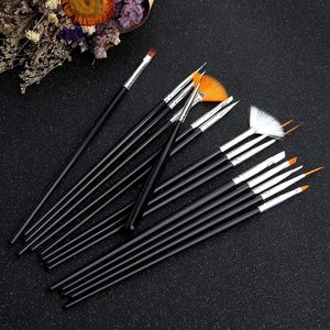 Lot de 20 pinceaux à ongles noirs avec manche en bois, pour nail art, peinture DIY, pinceau à lignes avec outil de pointillage, poils en nylon, pour salon de beauté - Product Image 5