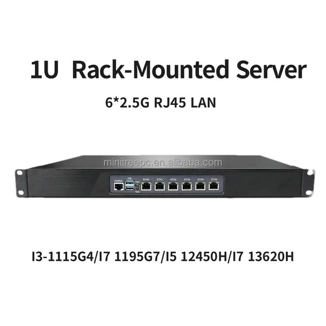 1U Rackmount Firewall Router I5 1145G7 I7 1165G7 6x2 5G Intel I226 4x 10G SFP 4G PfSense ROS Proxmox Enterprise Network Server