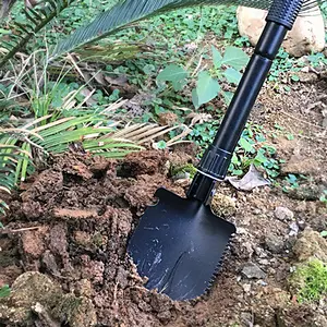 Outdoor 4 In 1 Multi Functional Camping Shovel Outdoor Survival Shovel Mini Folding Carbon Steel Camping Tool With Compass