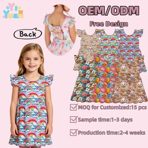 Vestido <span class=keywords><strong>de</strong></span> Verano con Mangas con Volantes para Niñas <span class=keywords><strong>de</strong></span> 2 a 14 Años, Estampados Personalizados, Venta al Por Mayor - Product Image 1