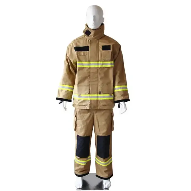 EN 469 Khaki Dupont Nomex traje contra incendios, trajes de bombero ropa, traje de bombero Premium con forro de tela transpirable