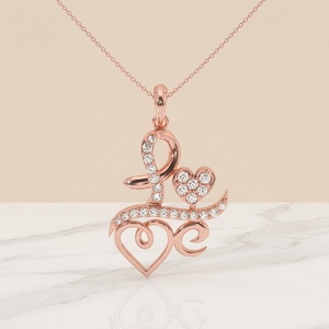 Collier pendentif en diamant Love Script, or rose 18 carats, design cœur, bijoux fins - Product Image 4