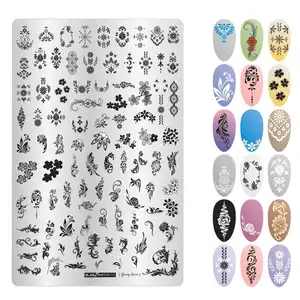 Fiore Animale Nail Stamping Piatti Marmo Timbro Immagine Modelli Geometrica Manicure Stampa Stencil Strumenti - Product Image 1