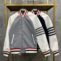 Veste universitaire brodée avec logo personnalisé OEM pour hommes hiver chaud lettre basket-ball baseball collège uniforme col montant pour le printemps