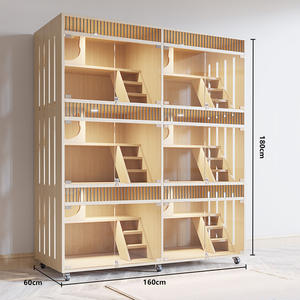 Nichoir moderne multi-niveaux en bois pour chats avec panneaux transparents, idéal pour l'hébergement d'animaux, la présentation en salon, construction robuste en bois massif - Product Image 6