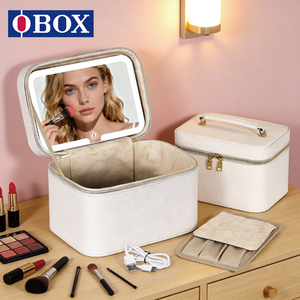 Petite trousse de maquillage OBOX version coréenne avec miroir LED, luminosité réglable pour les adolescentes, voyage de shopping - Product Image 1