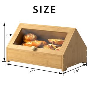 Boîte à pain en bambou avec couvercle en verre, stockage hermétique pour usage domestique ou en boulangerie - Product Image 5