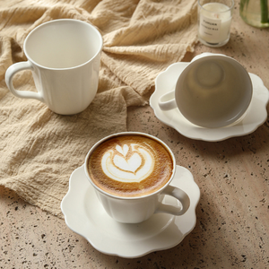 French Style Modern Minimalist Elegant Petal Porcelain Eco-Friendly Dishwasher Safe Mug Cappuccino Latte Coffee <b>Cup</b> <b>Saucer</b> - Product Image 2