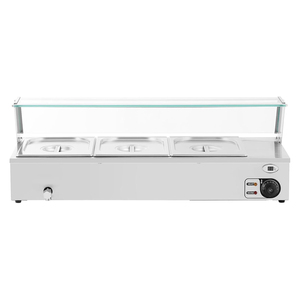 Calentador de Alimentos Comercial de Acero Inoxidable Tipo Baño María, Calentador de Buffet de Sobremesa con Tapa de Vidrio, 4 Recipientes para Servir - Product Image 3