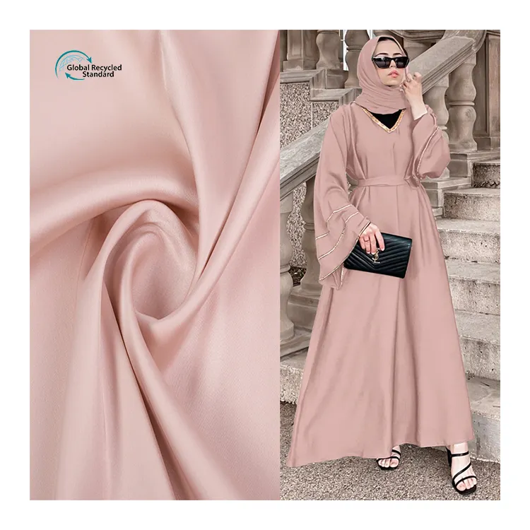 Milieuvriendelijke Abaya Vrouwen Moslim Jurk Stof Custom Stijl Abaya Dubai Stof Gerecycled Polyester Chiffon Stof