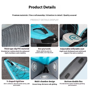 Kayak inflable de PVC plegable personalizado de 1,2mm, canoa de balsa doble/triple, capacidad de carga de 180kg, más de 4m de largo, pesca, surf, turismo - Product Image 5