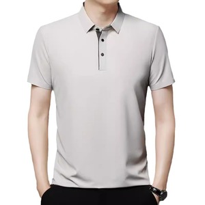 เสื้อโปโลแขนสั้นผ้าไหมน้ำแข็งสำหรับผู้ชายสีทึบผ้าบางสวมใส่สบายเสื้อโปโลลำลองสำหรับธุรกิจฤดูร้อน - Product Image 5