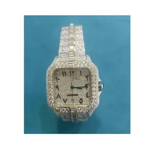 奢华品牌的Moissanite手表，外观优雅嘻哈冰镇手表，适用于男女通用钻石不锈钢腕表