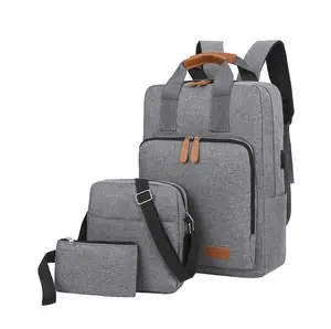 3 pièces double sac à dos ordinateur sac à dos de loisirs sac de voyage hommes et femmes de haute école étudiant sac