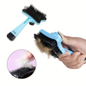 2026 <b>Pet</b> <b>Brush</b> Portable Custom 3 Color Plastic Silicone Cat Dog Grooming <b>Brush</b> for Promotion - Product Image 1