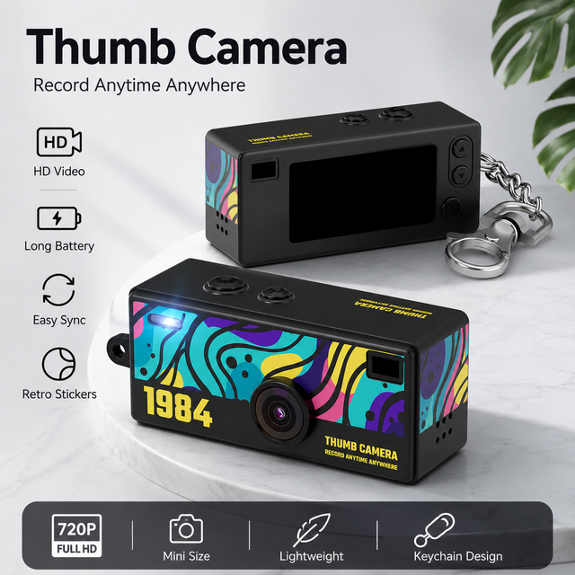Popular Retro Digital Camera 720P Type C Mini Camera 26 Gram Lightweight Keychain Camera for Students Daily Vlogging Kids Camera