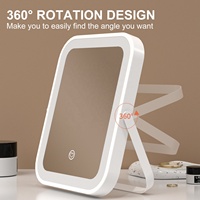 Portable simple face LED lumières miroir de vanité belle petite table de beauté compacte pliante voyage dressing de table