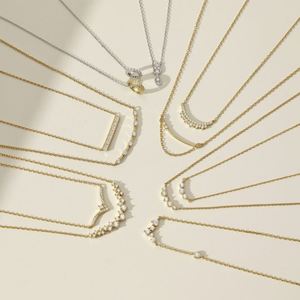 Colliers pendentifs en forme de V en zircon diamant 5A, chaîne à maillons en argent sterling 925 plaqué or 18 carats, rhodié, ne ternit pas, nouvelle collection Dylam Designer - Product Image 2