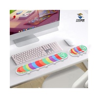 Protection de poignet transparente en forme de chenille pour PC, petite attelle, ensemble de tapis de clavier et de souris, tapis de souris de jeu en cristal pour PC pour la maison et le bureau