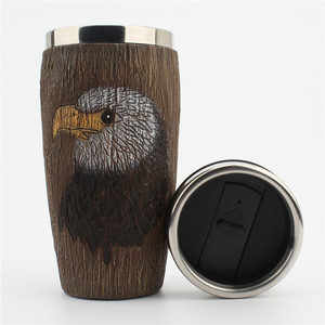 Nueva Taza de Viaje Aislada al Vacío de Acero Inoxidable con Cabeza de Águila, Regalo Empresarial Portátil para Uso en la Oficina - Product Image 1