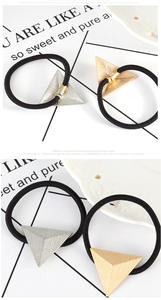 Clásico Coletero de Metal con Triángulo Dorado <span class=keywords><strong>Pitti</strong></span> de Aleación de Zinc para Niñas y Mujeres, Elástico para el Cabello, Diadema de Moda al por Mayor - Product Image 2