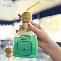 Nouveaux styles – Gobelet créatif réutilisable de 375 ml en forme de bouteille de tequila, avec bouchon imitation bois