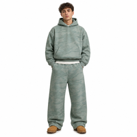 Conjunto de Chándal Unisex de Camuflaje Salvia de Alto Gramaje, Sudadera con Capucha Oversize y Pantalón Jogger de Pierna Ancha, Personalizado OEM ODM, Proveedor Mayorista a Granel