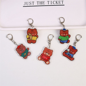 NASNAK Spot Wholesale Acrylic Double-Sided Transparent Ins Soft Cute Cartoon Bear UV Printed Key Chain Decorative - Product Image 1