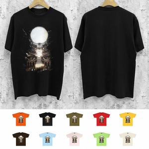 Camiseta de Manga Corta para Hombre, Estilo Americano, Estampado Místico de Templo, Transpirable, con Logotipo Frontal, Vintage, Oversize, 100% Algodón, Dropshipping - Product Image 1