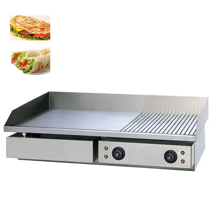 Gran oferta de parrillas eléctricas para barbacoa de cocina y planchas eléctricas, plancha plana de acero inoxidable, parrilla comercial de Gas