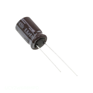 Distribuidor Autorizado, Condensador Radial de Aluminio de 6.8 uF UCY2W6R8MPD, 6.8UF 20% 450V, Montaje a Través de Orificio - Product Image 1