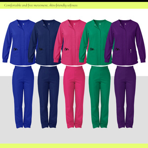 Tem Cross Border Nursing Uniform Women Split Set Green Moisture Wicking Hospital Scrubs Long Sleeve Top Pants - Product Image 4