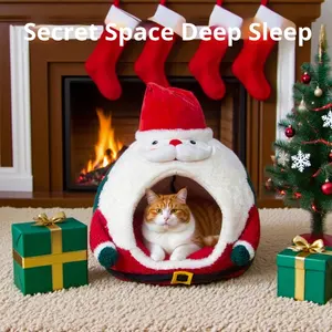 เสื่อที่นอนสุนัขซานตาคลอสใหม่ผ้ากำมะหยี่เป็นมิตรต่อสิ่งแวดล้อมลายคริสมาสต์ผ้าปูสำหรับสัตว์เลี้ยงที่อบอุ่นในฤดูหนาว - Product Image 4