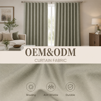 Tissu de rideau en polyester ColosTex OEM ODM, aspect lin sergé, isolant, anti-plis, pour la maison et l'hôtellerie, vendu au mètre.