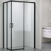 Cabine de douche rectangulaire à cadre noir mat, très vendue, en verre épais transparent, idéale pour les projets de salle de bain