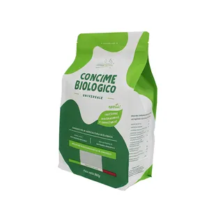 Logotipo personalizado 8 lado selado biodegradável saco de embalagem de papel branco sacos de ziplock