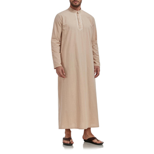 เสื้อผ้าอิสลามพรีเมียมสั่งทำขายส่ง โพลีเอสเตอร์ลำลองสำหรับฤดูร้อน ชุดผู้ชายไซส์ใหญ่ แขนยาว ยาวคลุมเท้า - Product Image 3