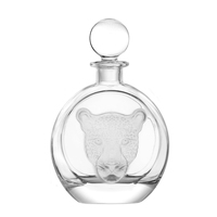 Decantador de whisky de cristal sin plomo con diseño de animales, botella de licor de lujo con relieve 3D personalizado de animales, tapón de lujo para botella de bourbon de 700 ml