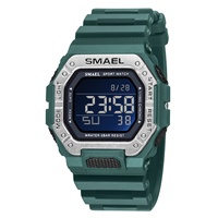 Reloj Deportivo Digital SMAEL 8059 Unisex Cuadrado Luminoso Resistente al Agua 5ATM con Alarma y Cronómetro