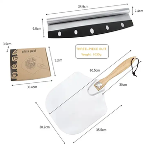 Set di Utensili da <span class=keywords><strong>Pizza</strong></span> Pieghevoli con Logo Personalizzato Spatola in Legno Pala per <span class=keywords><strong>Pizza</strong></span> in Metallo Alluminio con Tagliapizza a Rotella - Product Image 2