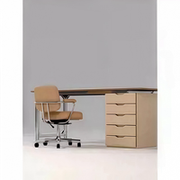 Bureau de direction commercial moderne et éco-responsable en contreplaqué de bouleau de style américain avec tiroirs et profilés en aluminium