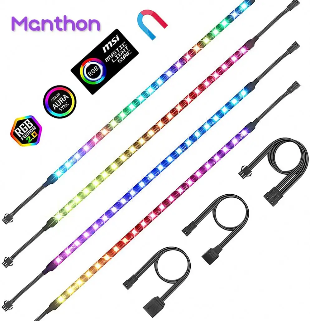 DIY Custom Built-In Integrated Magnetic Flexible RGB LED Strip Light For Gaming String Lighting