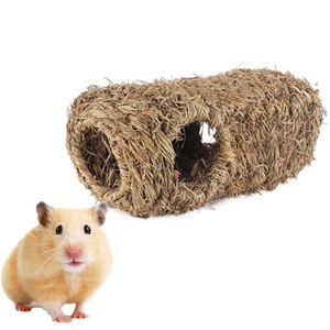 Tunnel en herbe tressé fait main pour hamster et chinchilla, résistant aux morsures, fournitures pour animaux de compagnie, taille moyenne - Product Image 1