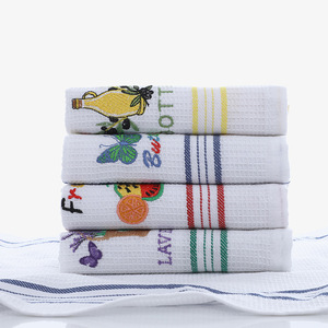 TEMU para <span class=keywords><strong>SHEIN</strong></span>, paño de <span class=keywords><strong>cocina</strong></span> de algodón bordado de secado rápido, toalla para platos, rollo de franela liso personalizado, necesidades diarias, código de barras deportivo - Product Image 3