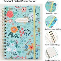Cuaderno Espiral de Alta Calidad con 160 Páginas A5, Banda Elástica, Tapa Dura, Páginas Rayadas, para Uso Escolar y de Oficina