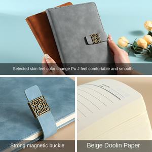 Ensemble de carnets de notes en cuir PU A5 épaissi, reliés par fil, avec papier de qualité supérieure, pour réunions d'affaires, avec logo - Product Image 3