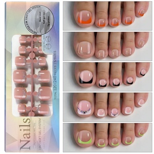 Boîte de 120 faux ongles d'orteils roses nude, courts, carrés, en ABS souple, à couverture complète, pour manucure et pédicure - Product Image 3