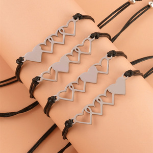 Lot de 4 bracelets en acier inoxydable tressés à <span class=keywords><strong>la</strong></span> main avec carte cœur pour sœurs, meilleures amies, confidencielles pour toujours, cadeau d'anniversaire - Product Image 4