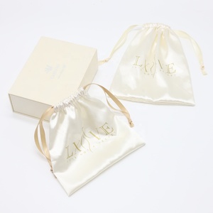 Custom Logo Printed Silk Gift Jewelry Drawstring <b>Bags</b> Soft Luxury Silk Satin Underwear Packaging <b>Dust</b> Pouch - Product Image 1