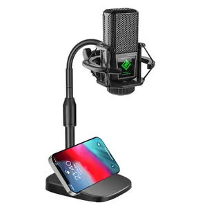 Flexible Neck Microphone Stand desktop Tripod Portable Table Stand Adjustable Mic Stand Clip Holder Bracket With Phone Base